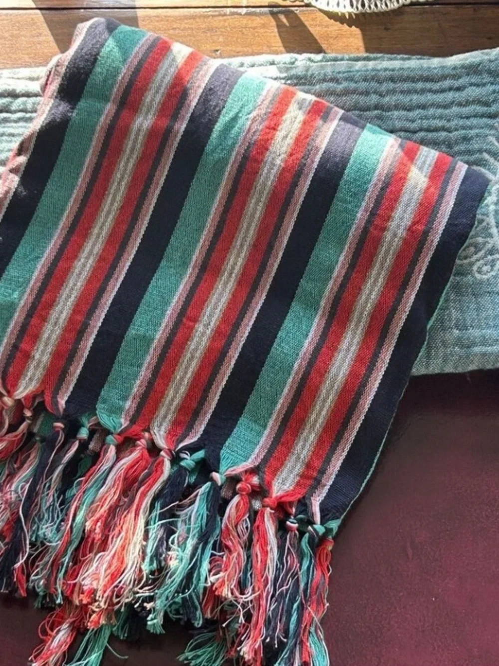 Striped Multicolor Woven Towel New With Tags 2 Side Beach Towel Travel Towel